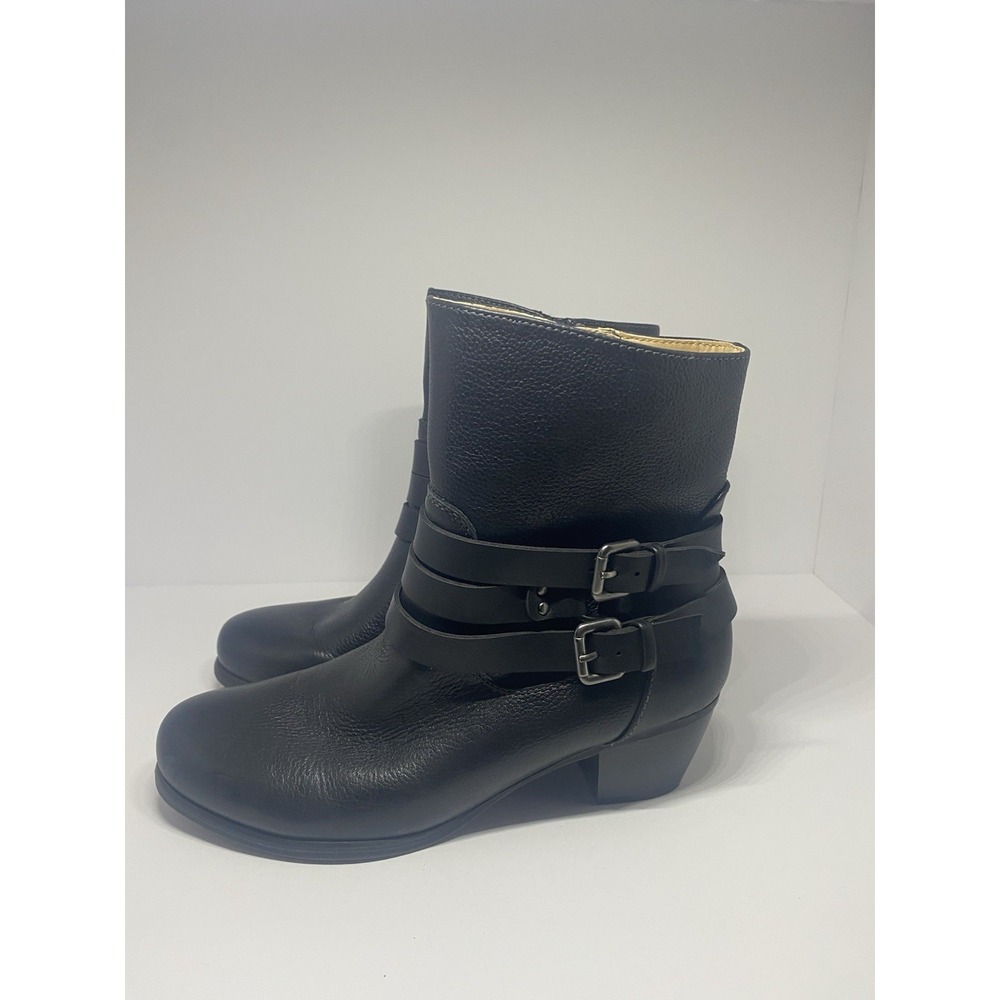 Naturalizer Womens Katrina Boot Moto Style Straps Buckle Black‎ Leather Size 6.5